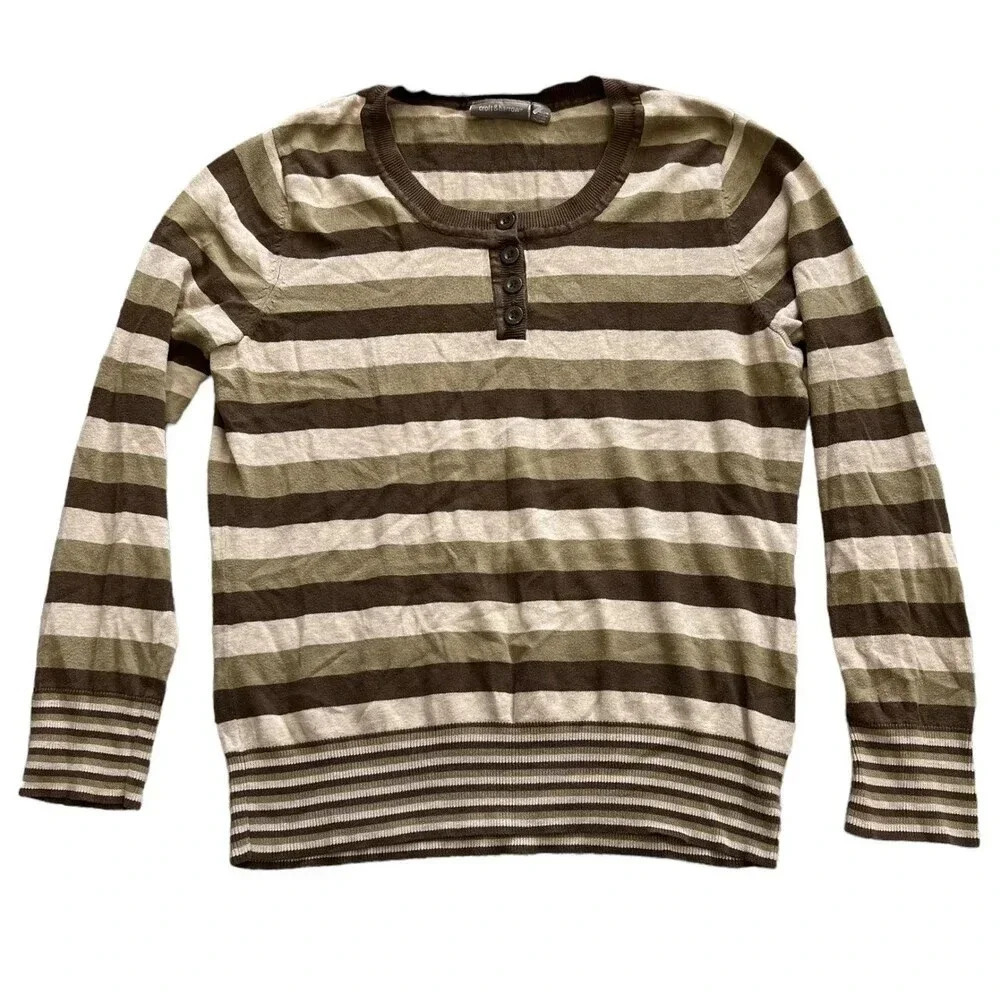Croft & Barrow Brown Striped Sweater M